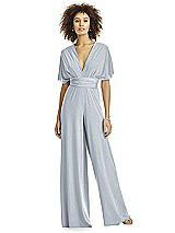 Alt View 3 Thumbnail - Platinum Silver Twist Wrap Shimmer Jumpsuit