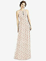 Front View Thumbnail - Coquette Floral Print Keyhole Halter Chiffon Maxi Dress