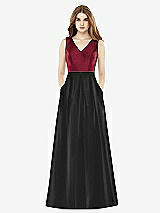 Front View Thumbnail - Black & Burgundy Alfred Sung Bridesmaid Dress D753