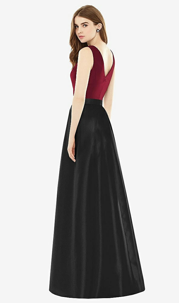 Back View - Black & Burgundy Alfred Sung Bridesmaid Dress D753