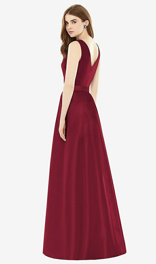 Back View - Burgundy & Burgundy Alfred Sung Bridesmaid Dress D753