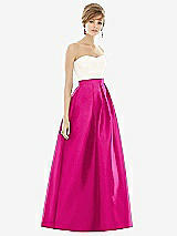 Front View Thumbnail - Think Pink & Ivory Strapless Pleated Skirt Maxi Dress with Pockets