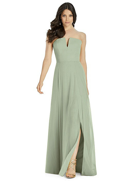 Strapless Notch Chiffon Maxi Dress