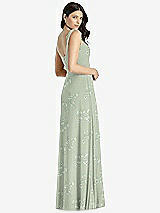 Rear View Thumbnail - Vintage Primrose Sage Tie-Shoulder Chiffon Maxi Dress with Front Slit