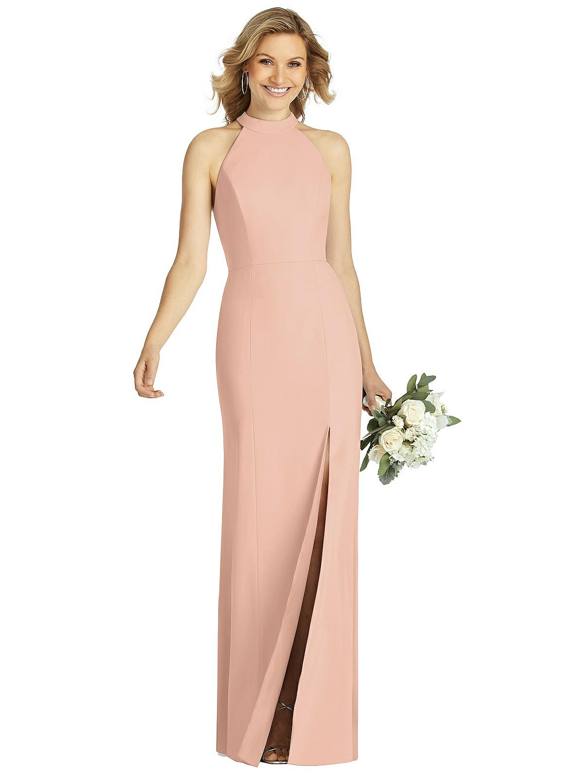 Dessy Collection Diamond Cutout Back buying Trumpet Gown Front Slit