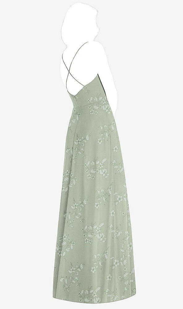 Back View - Vintage Primrose Sage Criss Cross Back A-Line Maxi Dress