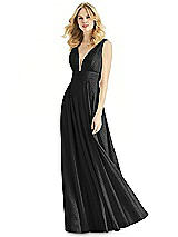 Front View Thumbnail - Black Silver & Light Nude Bella Bridesmaids Shimmer Dress BB109LS