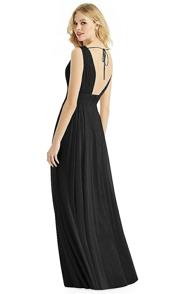 Back View - Black Silver & Light Nude Bella Bridesmaids Shimmer Dress BB109LS