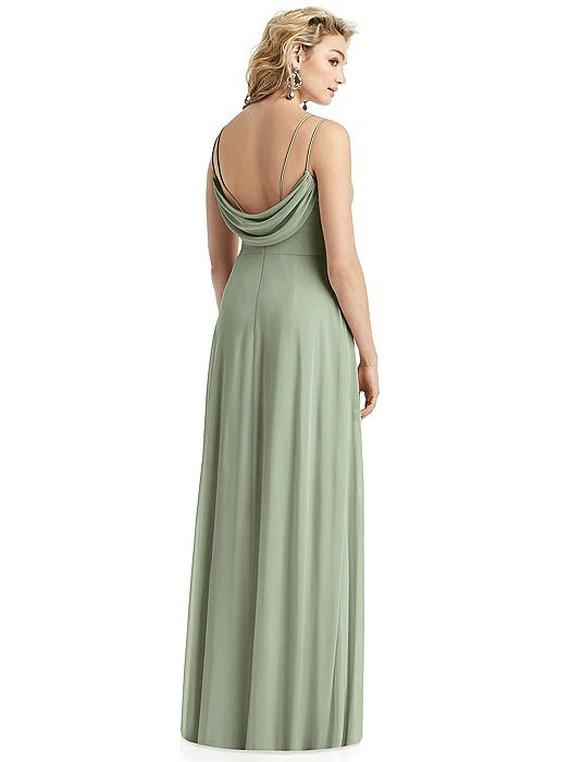 Cowl-Back Double Strap Maxi Dress with Side Slit