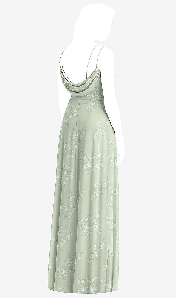 Front View - Vintage Primrose Sage Cowl-Back Double Strap Maxi Dress with Side Slit