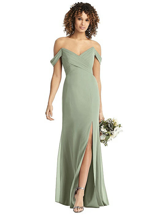 Off-the-Shoulder Criss Cross Bodice Trumpet Gown