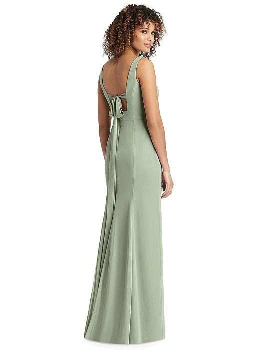 Sleeveless Tie Back Chiffon Trumpet Gown