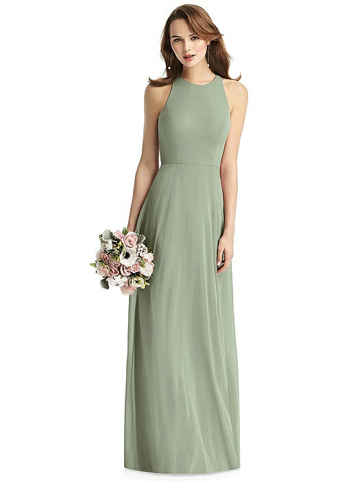 Sleeveless Halter Chiffon Maxi Dress