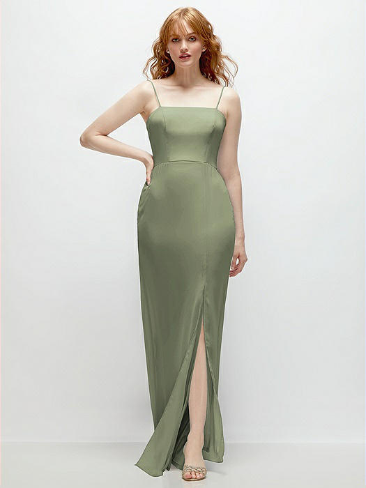 Tie-Back Cutout Trumpet Gown with Front Slit