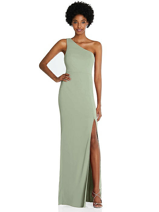 One-Shoulder Chiffon Trumpet Gown