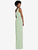 Rear View Thumbnail - Celadon One-Shoulder Chiffon Trumpet Gown