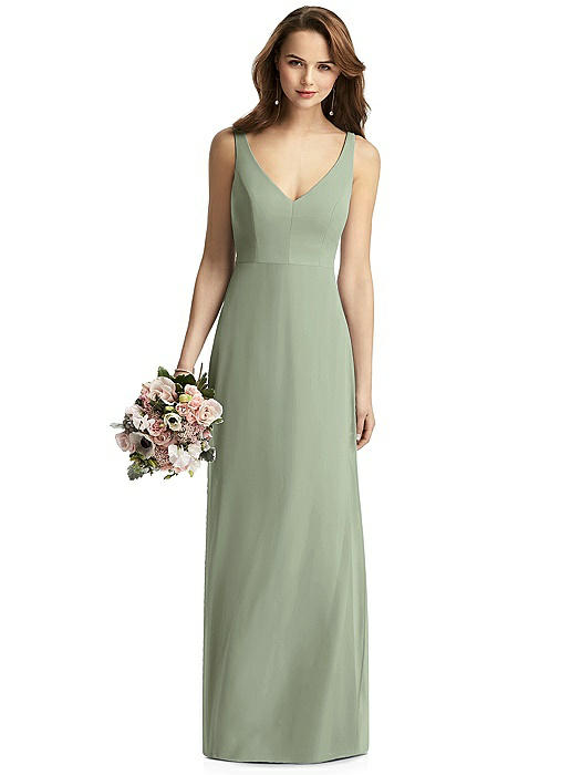 Sleeveless V-Back Long Trumpet Gown