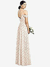 Rear View Thumbnail - Coquette Floral Print Cold-Shoulder V-Back Chiffon Maxi Dress