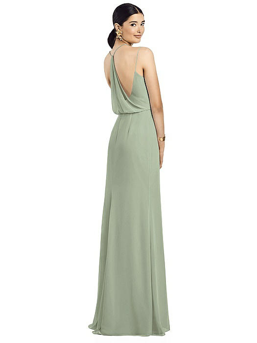 Draped Blouson Back Chiffon Maxi Dress