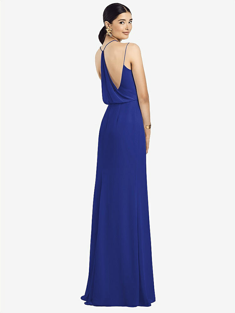 V neck Blouson Bodice Chiffon Maxi Bridesmaid Dress In Cobalt Blue The Dessy Group