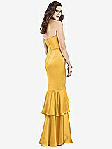 Rear View Thumbnail - NYC Yellow Strapless Tiered Ruffle Trumpet Gown