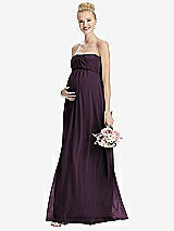 Front View Thumbnail - Aubergine Strapless Chiffon Shirred Skirt Maternity Dress