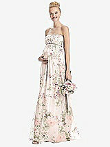 Front View Thumbnail - Blush Garden Strapless Chiffon Shirred Skirt Maternity Dress