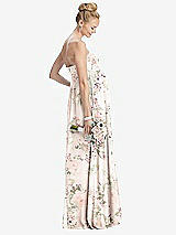 Rear View Thumbnail - Blush Garden Strapless Chiffon Shirred Skirt Maternity Dress