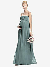 Front View Thumbnail - Icelandic Strapless Chiffon Shirred Skirt Maternity Dress