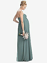 Rear View Thumbnail - Icelandic Strapless Chiffon Shirred Skirt Maternity Dress