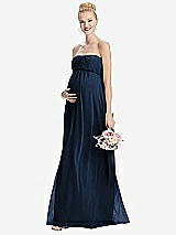 Front View Thumbnail - Midnight Navy Strapless Chiffon Shirred Skirt Maternity Dress