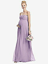 Front View Thumbnail - Pale Purple Strapless Chiffon Shirred Skirt Maternity Dress