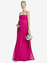 Front View Thumbnail - Think Pink Strapless Chiffon Shirred Skirt Maternity Dress