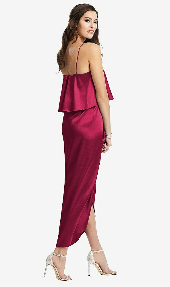 Back View - Valentine Popover Bodice Midi Dress with Draped Tulip Skirt