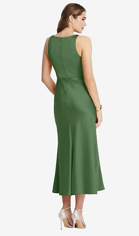 Back View - Vineyard Green Cowl-Neck Midi Tank Dress - Esme