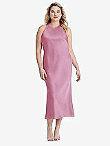 Alt View 2 Thumbnail - Powder Pink Tie Neck Cutout Midi Tank Dress - Lou