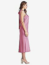 Side View Thumbnail - Powder Pink Tie Neck Cutout Midi Tank Dress - Lou