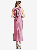 Rear View Thumbnail - Powder Pink Tie Neck Cutout Midi Tank Dress - Lou