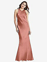 Rear View Thumbnail - Desert Rose Tie Neck Low Back Maxi Tank Dress - Marin