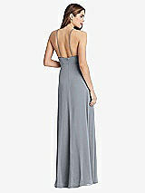 Rear View Thumbnail - Platinum High Neck Chiffon Maxi Dress with Front Slit - Lela