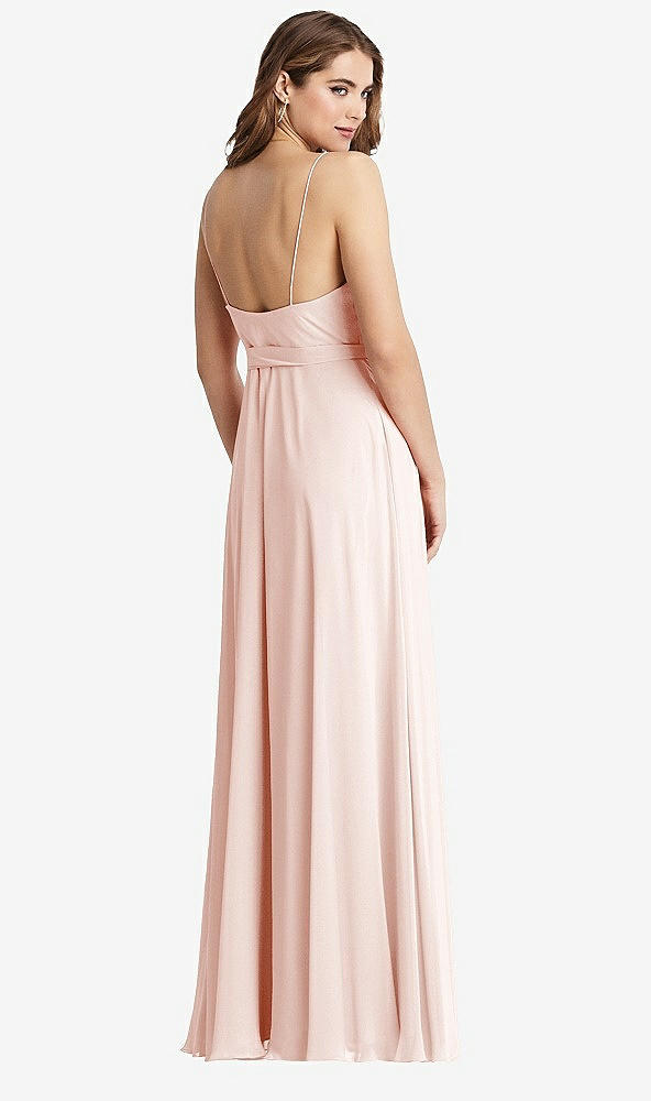 Back View - Blush Chiffon Maxi Wrap Dress with Sash - Cora