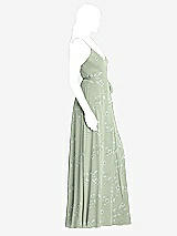 Side View Thumbnail - Vintage Primrose Sage Chiffon Maxi Wrap Dress with Sash - Cora