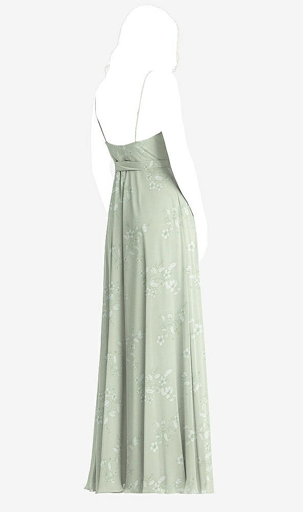 Back View - Vintage Primrose Sage Chiffon Maxi Wrap Dress with Sash - Cora