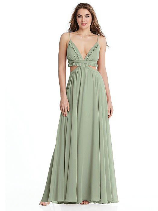 Ruffled Chiffon Cutout Maxi Dress - Jessie