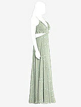 Side View Thumbnail - Vintage Primrose Sage Ruffled Chiffon Cutout Maxi Dress - Jessie