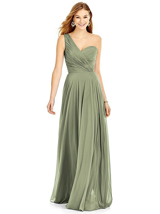 One-Shoulder Draped Chiffon Maxi Dress - Dani