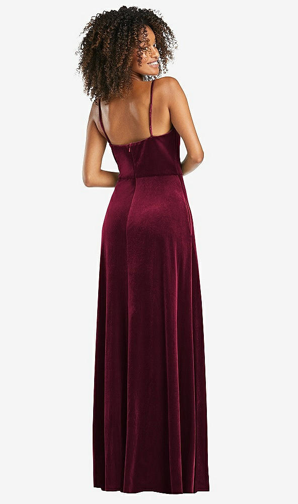 Back View - Cabernet Bustier Velvet Maxi Dress with Pockets