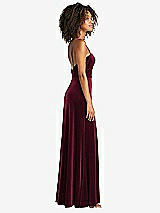 Side View Thumbnail - Cabernet Square Neck Velvet Maxi Dress with Front Slit - Drew