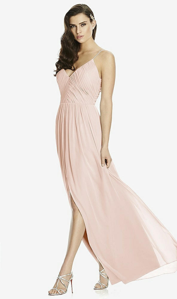 Front View - Cameo Deep V-Back Shirred Maxi Dress - Ensley