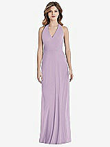 Front View Thumbnail - Pale Purple V-Neck Halter Chiffon Maxi Dress - Taryn